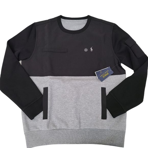 Polo Ralph Lauren Water Repellent Hybrid Sweatshirt Polyester-Cotton Gray M